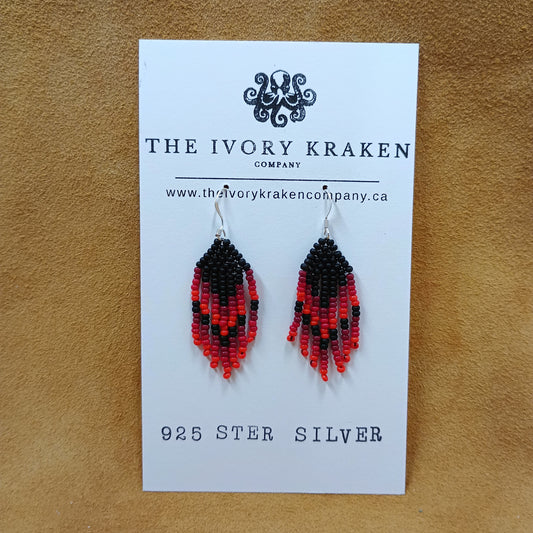 Beaded Earrings - Midnight Autumn - 925 Sterling Silver