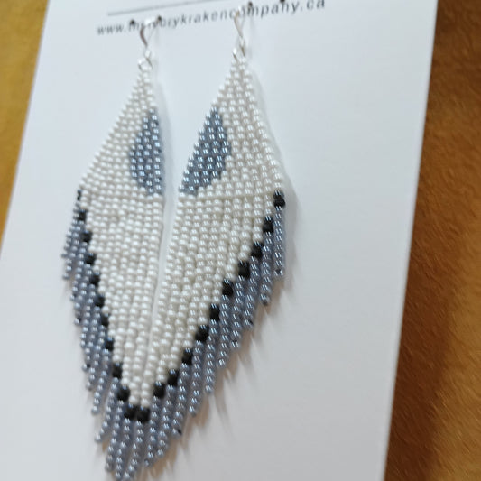 Beaded Earrings- Winter Frost - 925 Sterling Silver