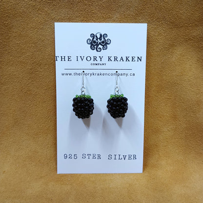 Beaded Blackberry Earrings – 925 Sterling Silver