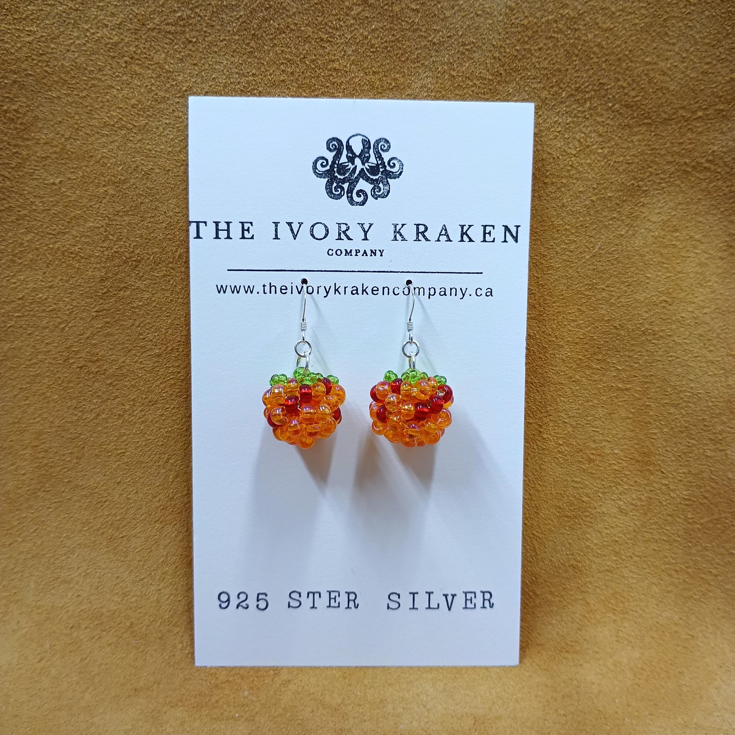 Beaded Salmonberry Earrings – 925 Sterling Silver (A)