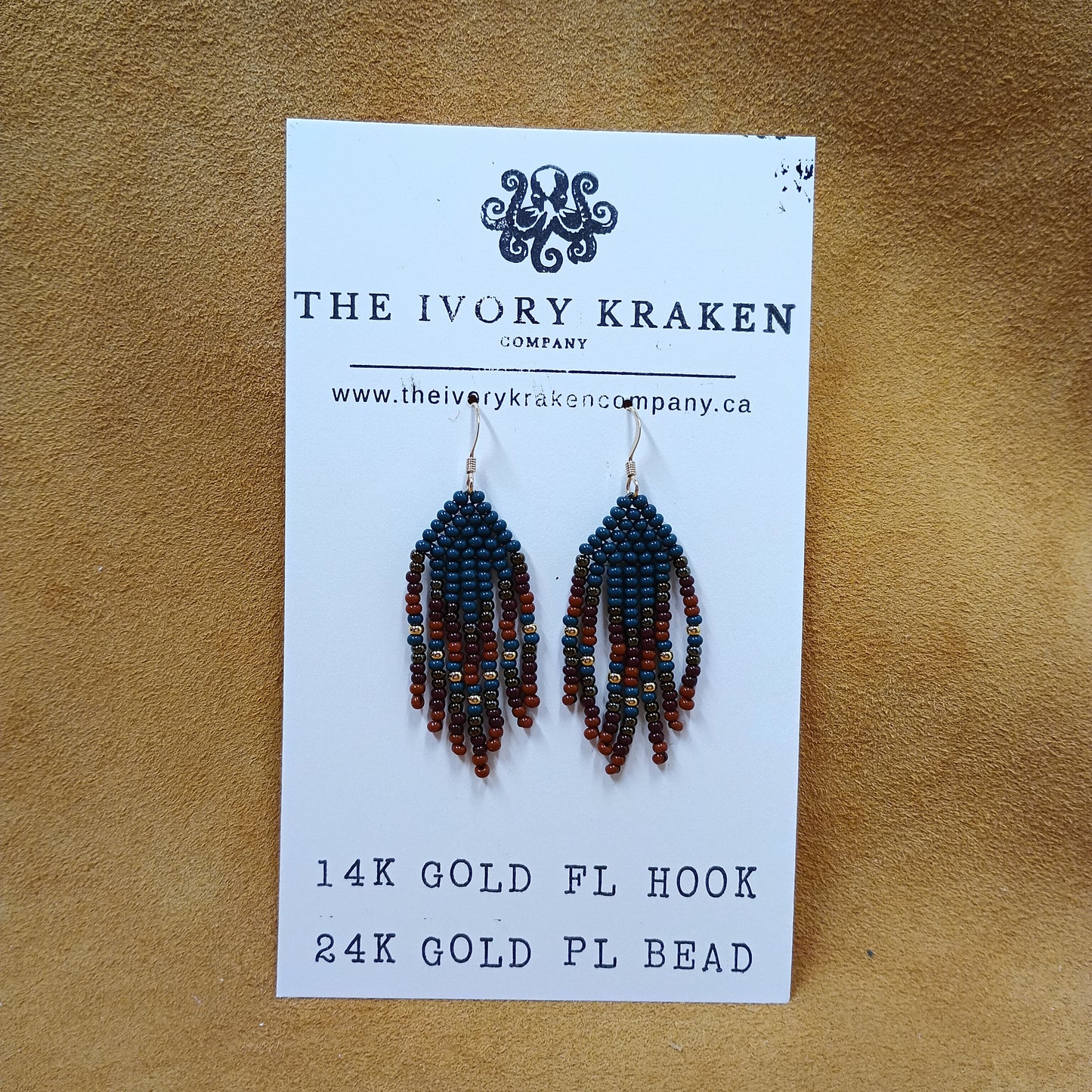 Beaded Earrings - Ancestral Forest - 14k Gold Fl & 24K Gold Pl