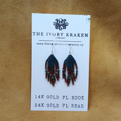 Beaded Earrings - Ancestral Forest - 14k Gold Fl & 24K Gold Pl
