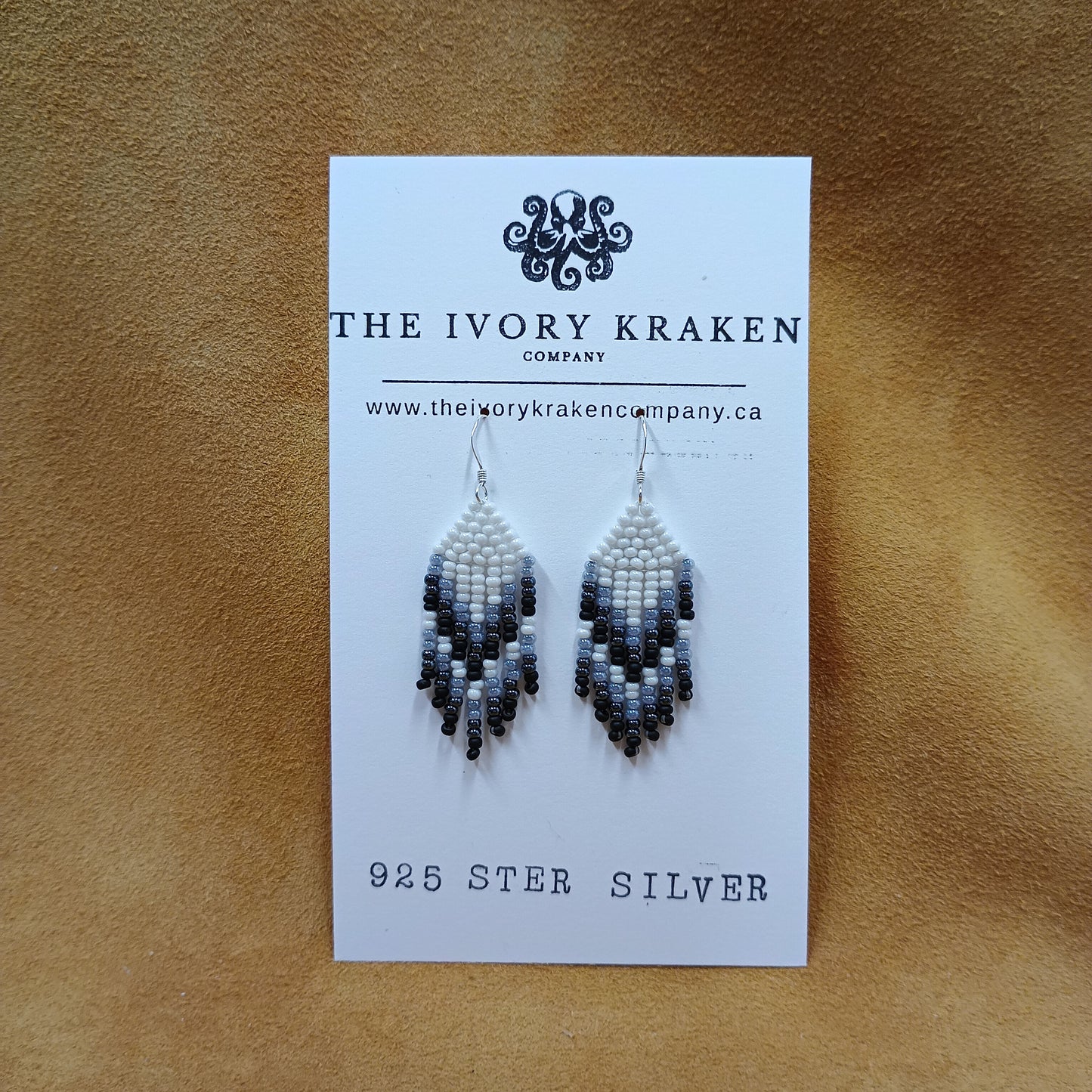 Beaded Earrings- Winter Frost - 925 Sterling Silver
