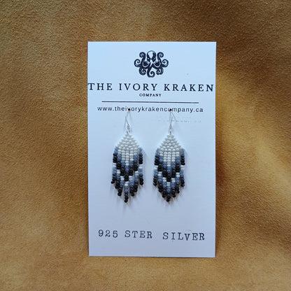 Beaded Earrings- Winter Frost - 925 Sterling Silver