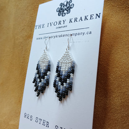 Beaded Earrings- Winter Frost - 925 Sterling Silver