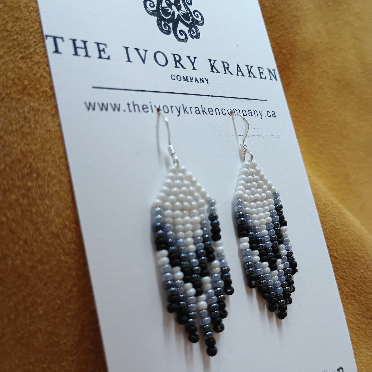 Beaded Earrings- Winter Frost - 925 Sterling Silver