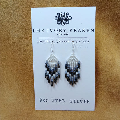 Beaded Earrings- Winter Frost - 925 Sterling Silver