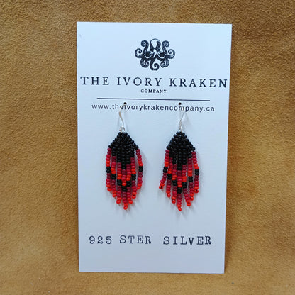 Beaded Earrings - Midnight Autumn - 925 Sterling Silver
