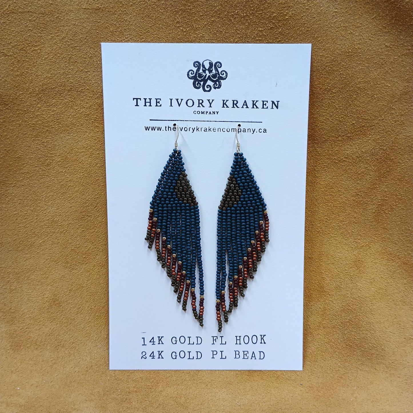 Beaded Earrings - Ancestral Forest - 14k Gold Fl & 24K Gold Pl