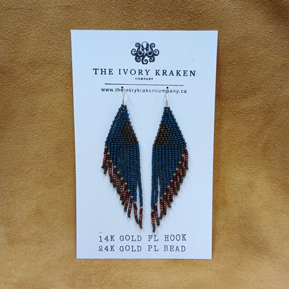 Beaded Earrings - Ancestral Forest - 14k Gold Fl & 24K Gold Pl