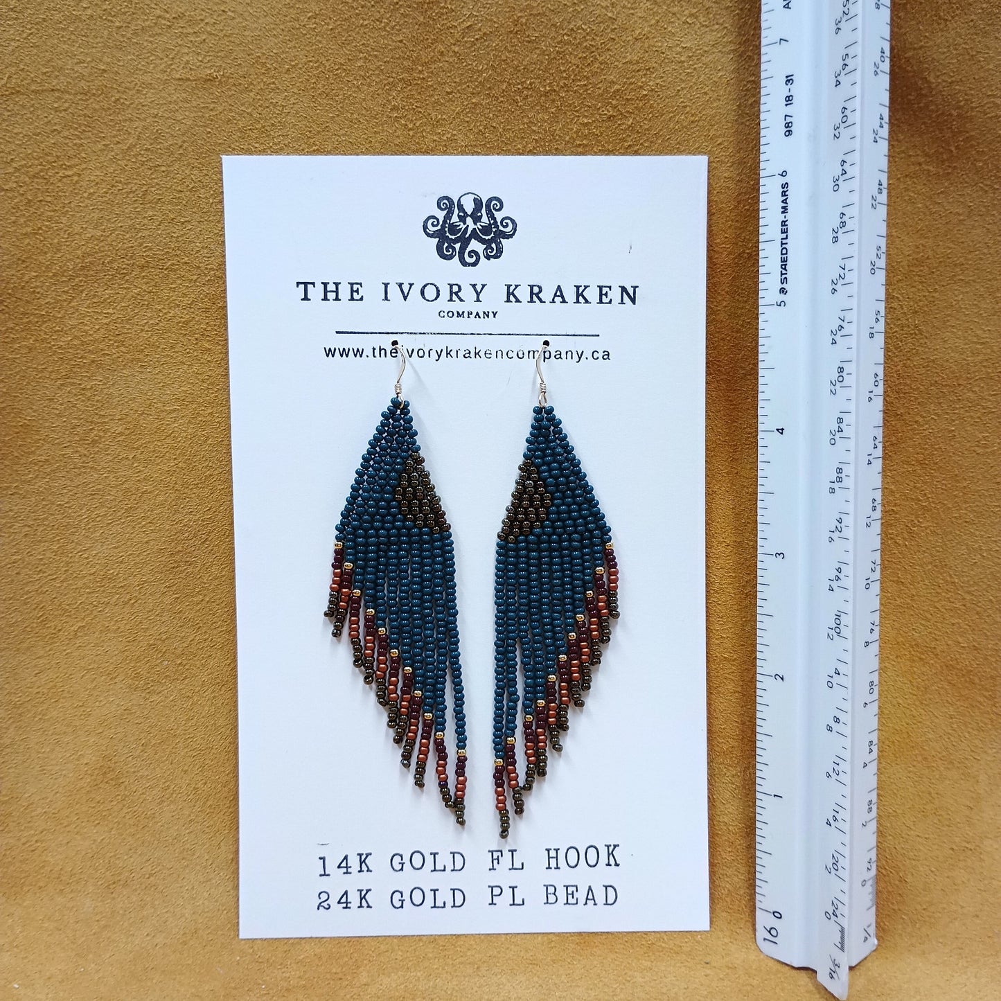 Beaded Earrings - Ancestral Forest - 14k Gold Fl & 24K Gold Pl