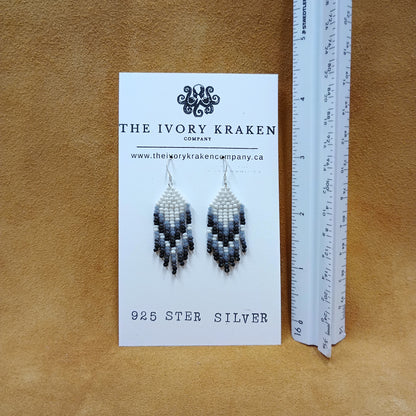 Beaded Earrings- Winter Frost - 925 Sterling Silver