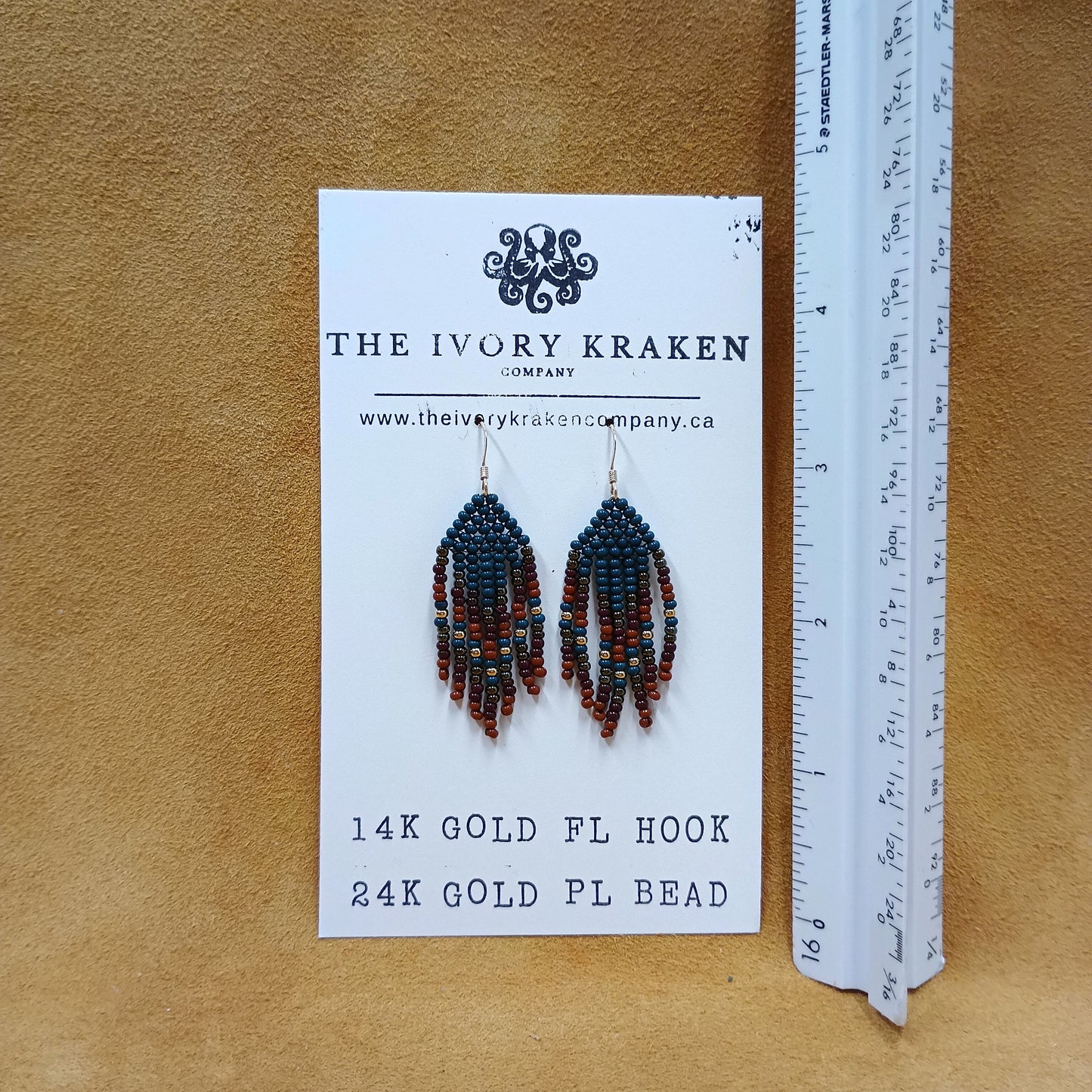 Beaded Earrings - Ancestral Forest - 14k Gold Fl & 24K Gold Pl