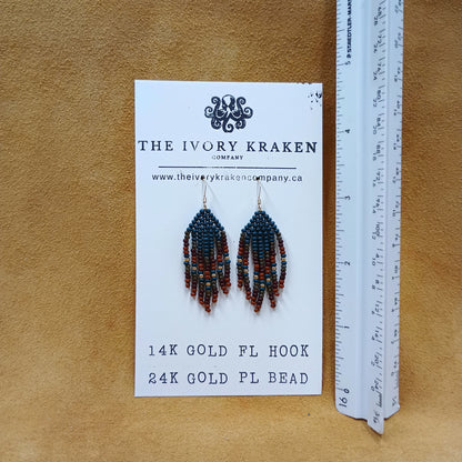 Beaded Earrings - Ancestral Forest - 14k Gold Fl & 24K Gold Pl