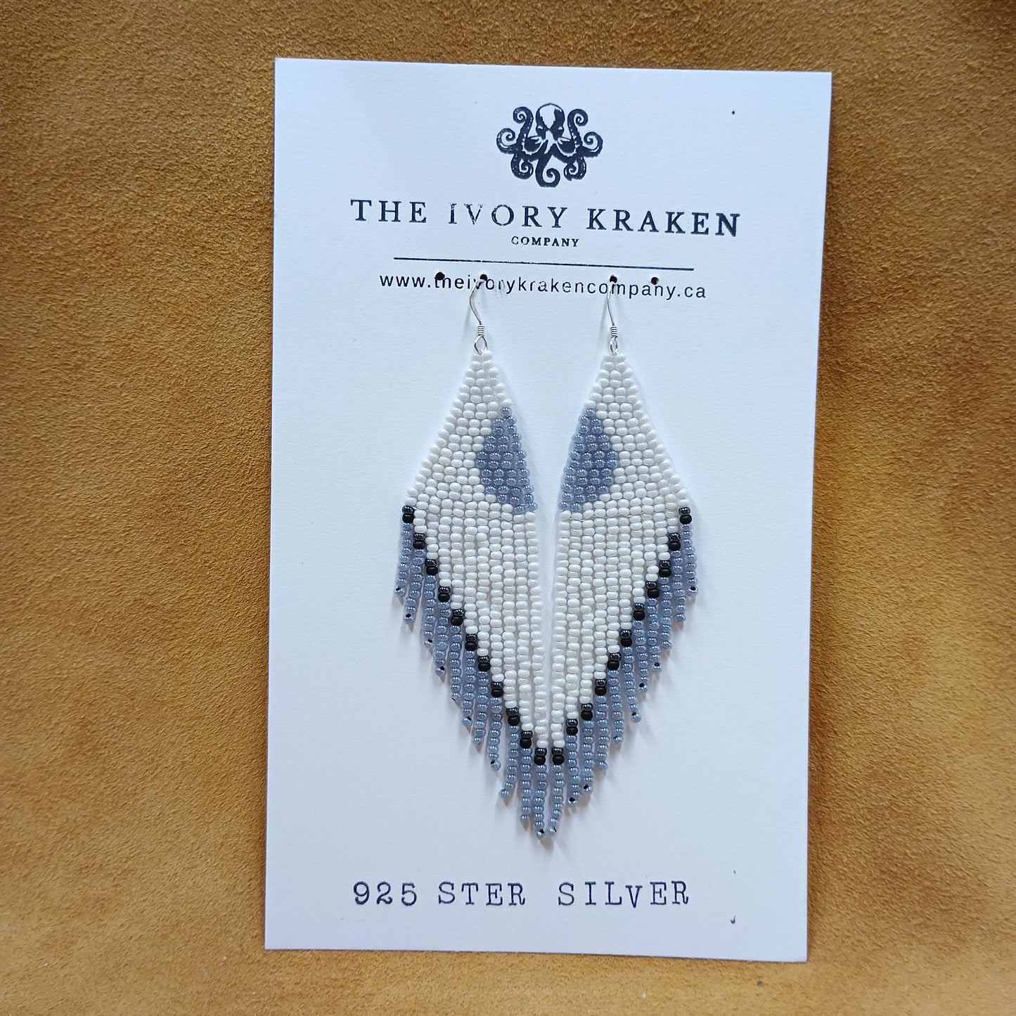 Beaded Earrings- Winter Frost - 925 Sterling Silver