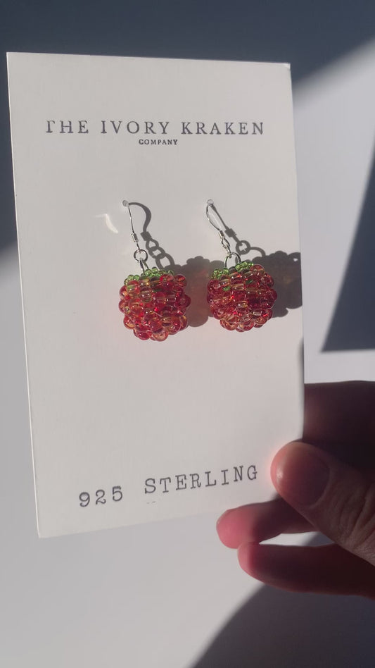 Beaded Salmon Berry Earrings
