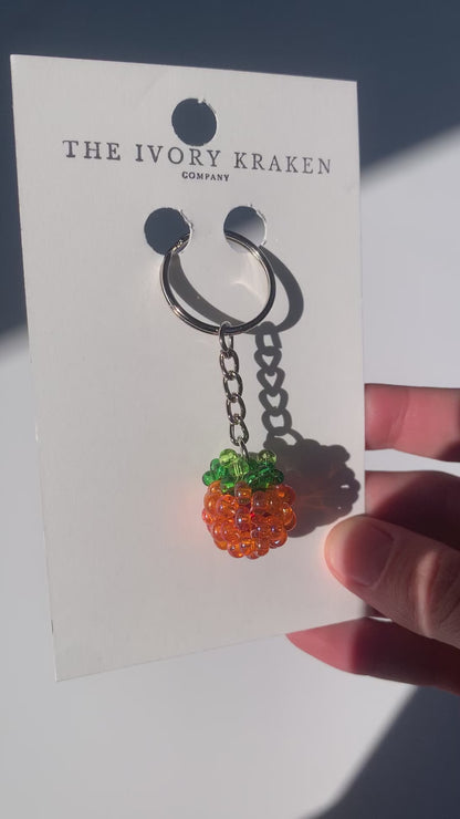 Beaded Salmon Berry Keychain
